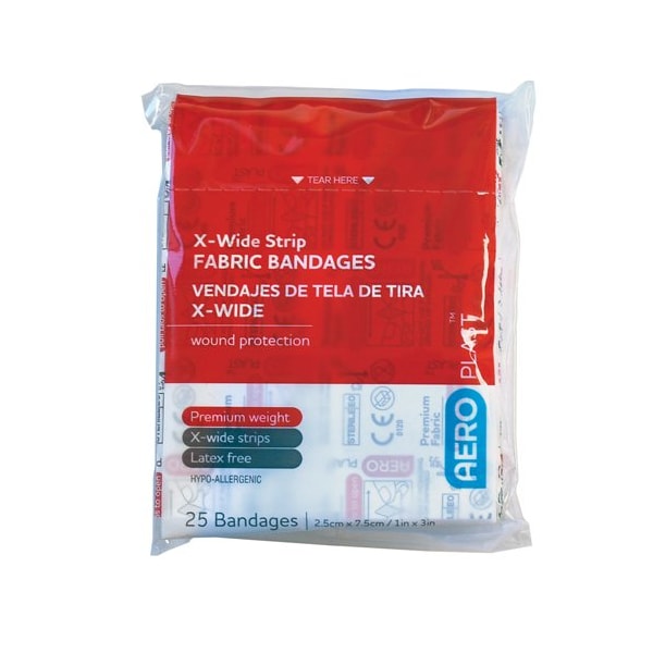 Aero Healthcare Fabric X-Wide Strip Bandages 1in x 3in 25/pack AFP60125 - main